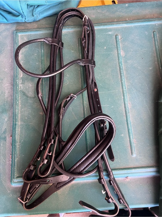 Other - Dressage Black Leather Snaffle Bridle Rolled size 2 Classic Equestrian Headstall